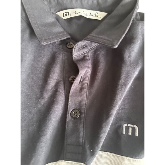 TRAVIS MATHEW Black Gray Colorblock Polo Shirt Size Medium - Picture 5 of 8